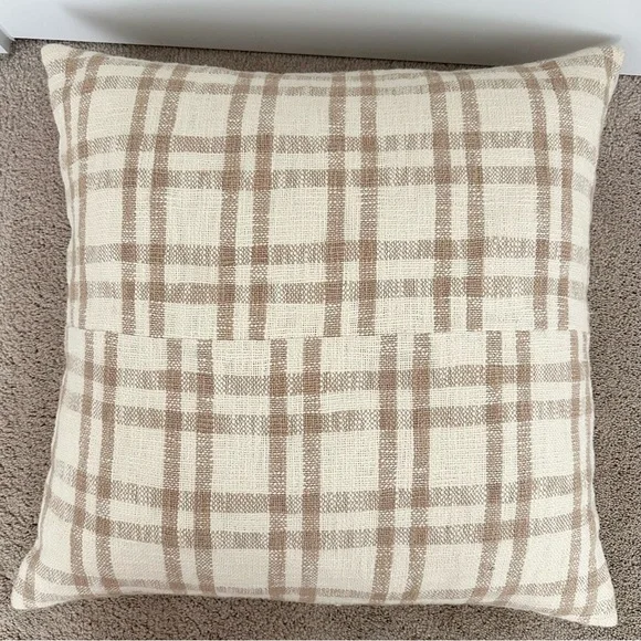 Studio McGee Threshold Cream & Tan Plaid Oversized Throw Pillow - Picture 2 of 16